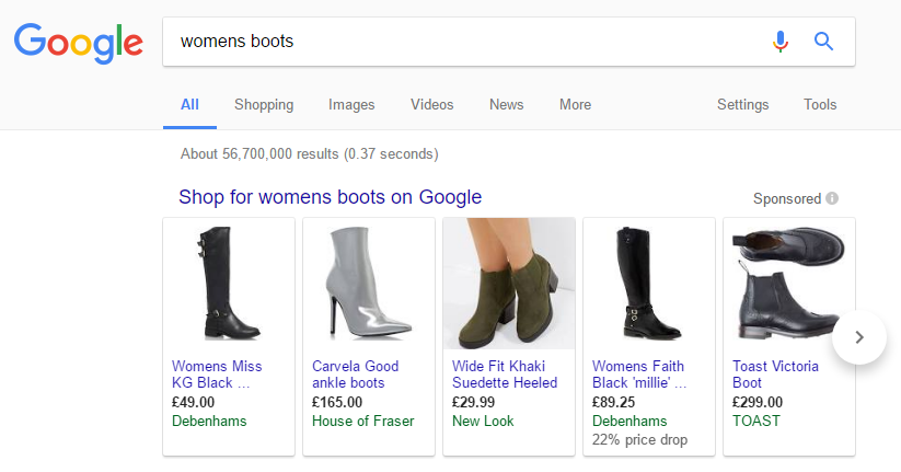 Google Shopping Results